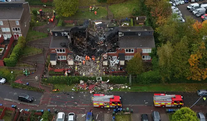 Emergency services at the scene at Violet Close in Benwell, Newcastle-Upon-Tyne, after three adults and one child were taken to hospital following a large fire in the residential street overnight.